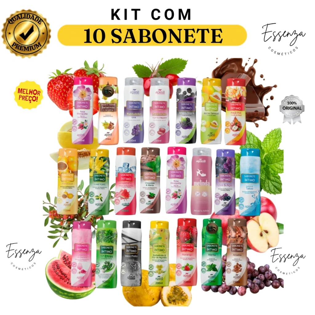 Kit 10 Sabonetes Íntimos Apinil pH Balanceado