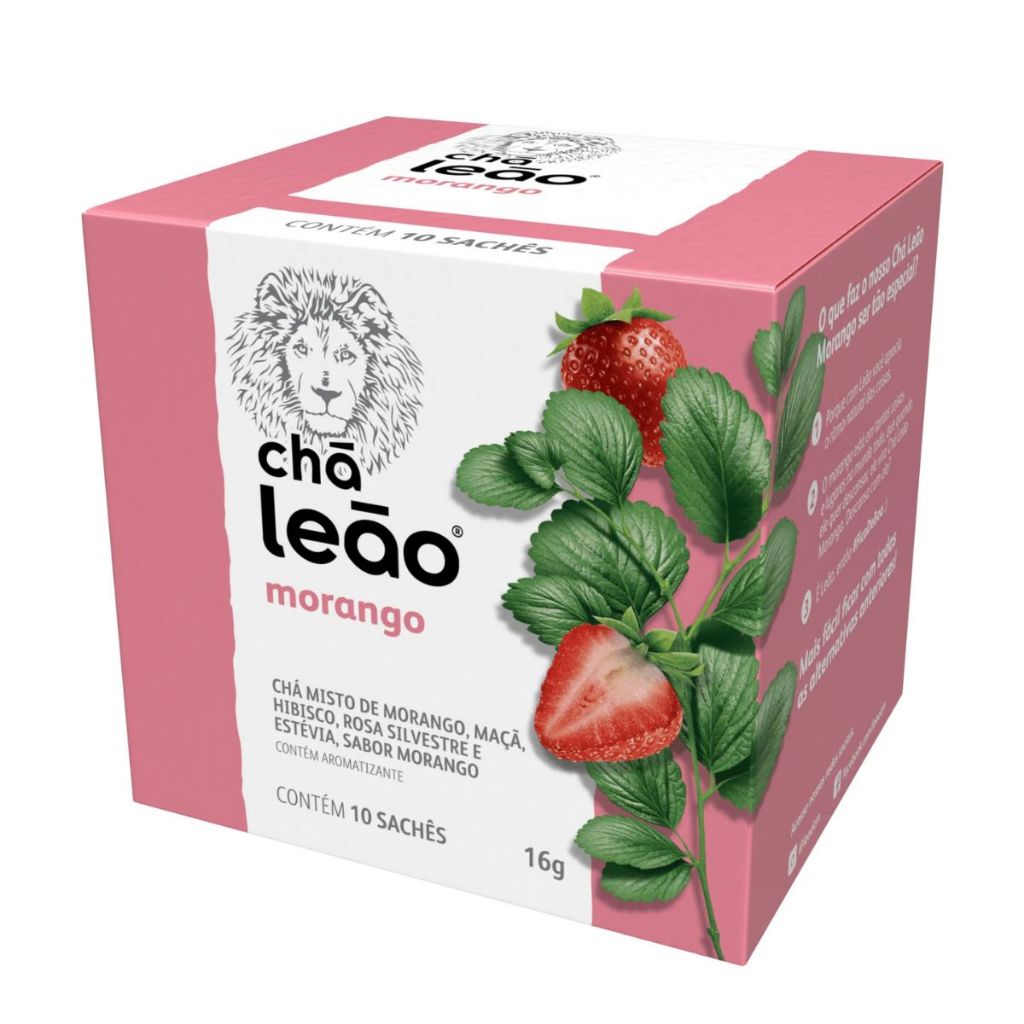 Chá Leão Morango 10 Sachês (20g)