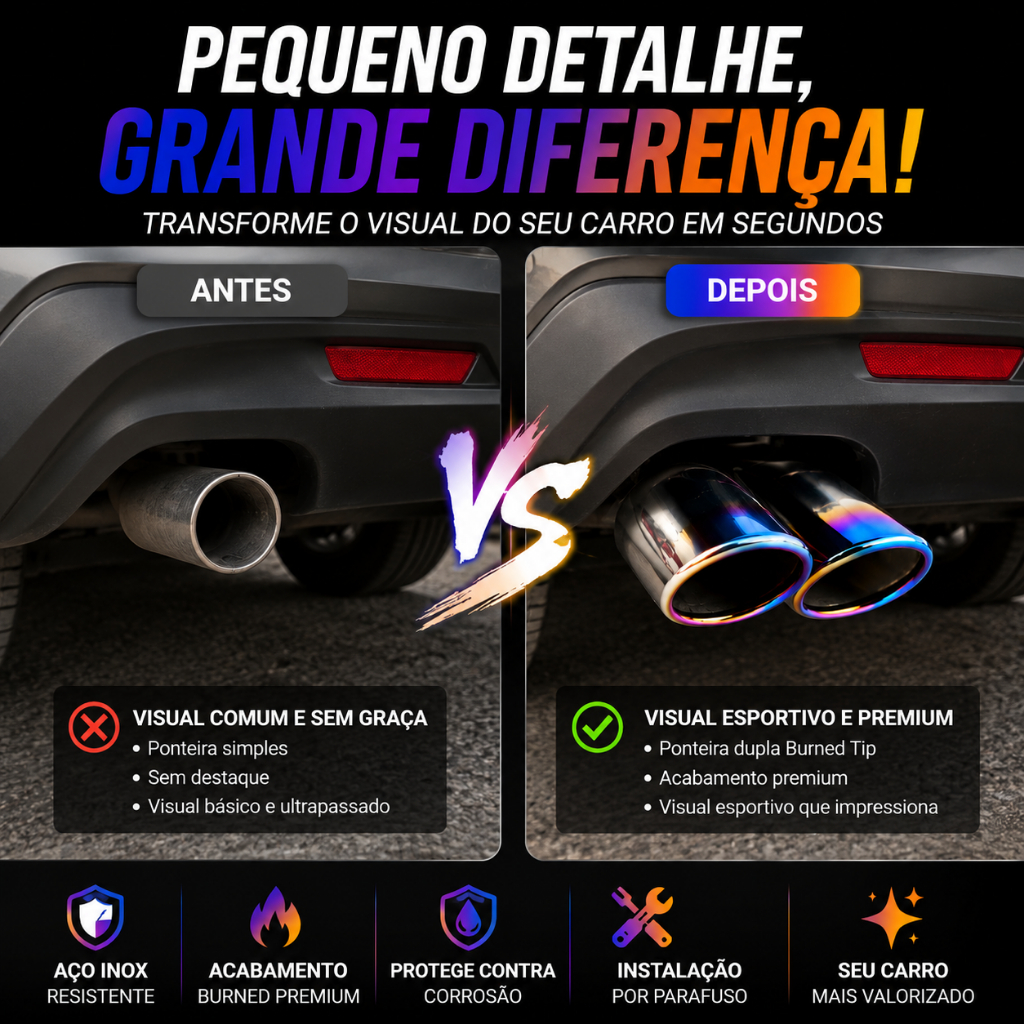 Universal Burned Tip Reto Bisel Saída Dupla Ponta Escapamento Carro Aço Inoxidável Slant Laminado Borda Auto Silenciador · foto 2