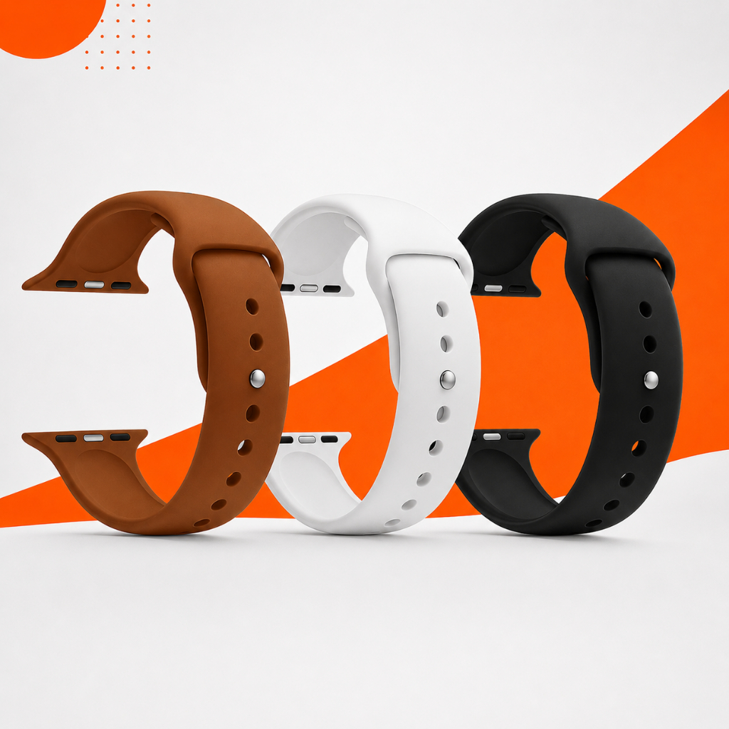 Pulseiras Silicone Soft Luxo Lisa Para Apple Watch Ultra Smartwatch 42 a 49mm Pino Metal