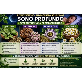 Kit sono reparador Chá Natural Mulungo + Valeriana + Passiflora + Camomila 100% Natural | Ervas Selecionadas