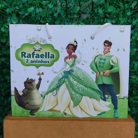 SACOLA PRINCESA TIANA 16X20 CM ( PEGUE E MONTE ) lembrancinha festa personalizada tema aniversario