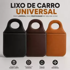 Lixeira Organizadora Lixo Para Carro Couro Ecológico Porta Lixo Automotivo Universal Câmbio