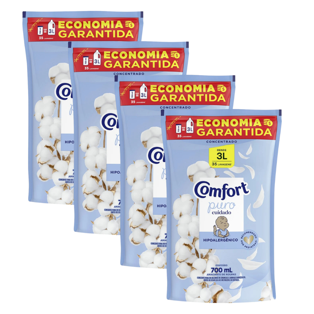 Comfort Amaciante Concentrado Puro Cuidado 700ml Refil Sachê Hipoalergênico Roupa Bebê Original