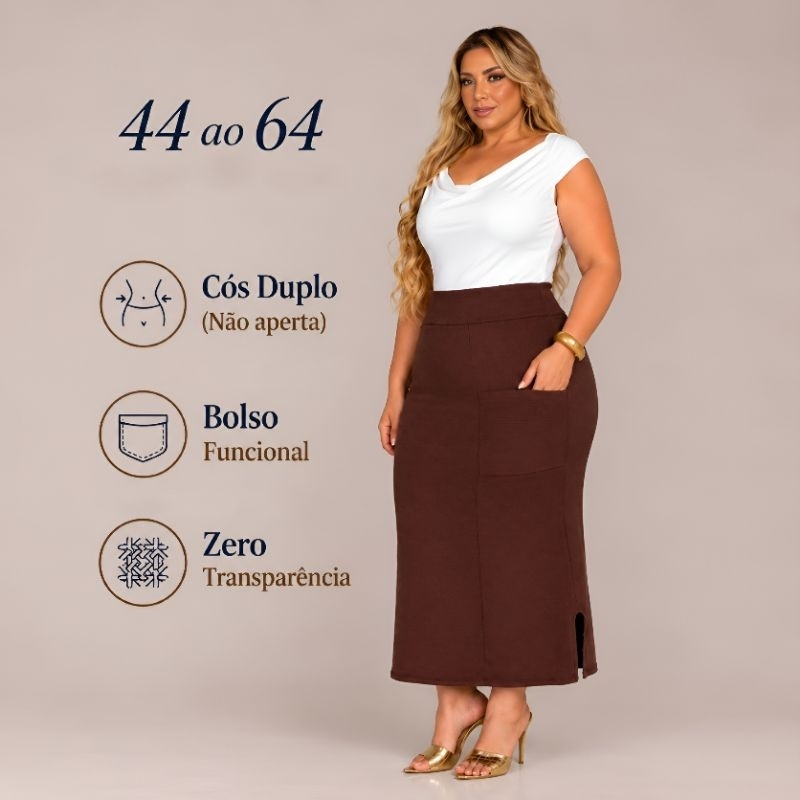 Saia Feminina Plus Size Evangélica Zero Transparência G1 ao G7