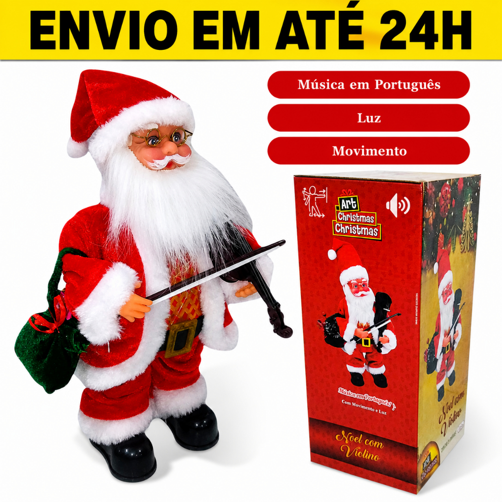 Papai Noel Com Som Musical Luz Movimento Enfeite Natalino