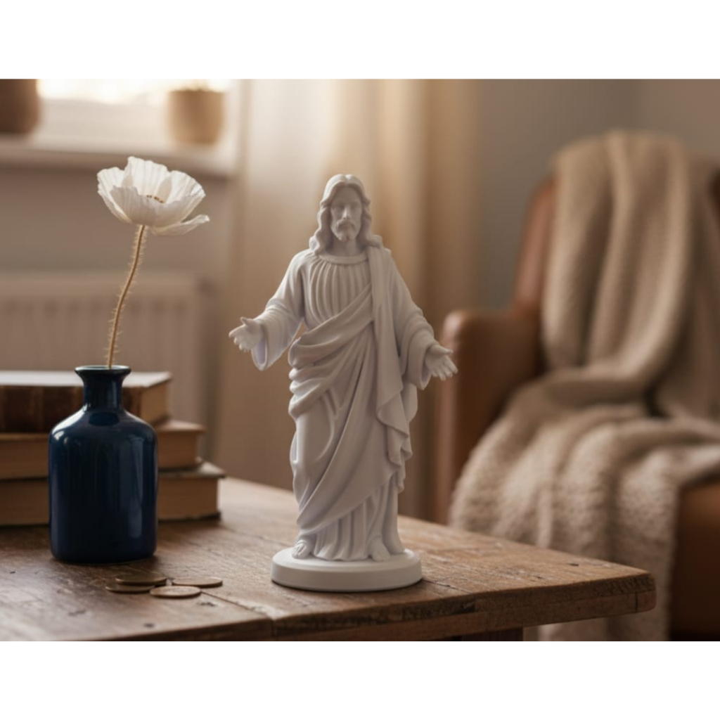 Estátua Jesus Cristo 14cm Imagem Religiosa Decoração Devocional Presente Católico Escultura Cristã