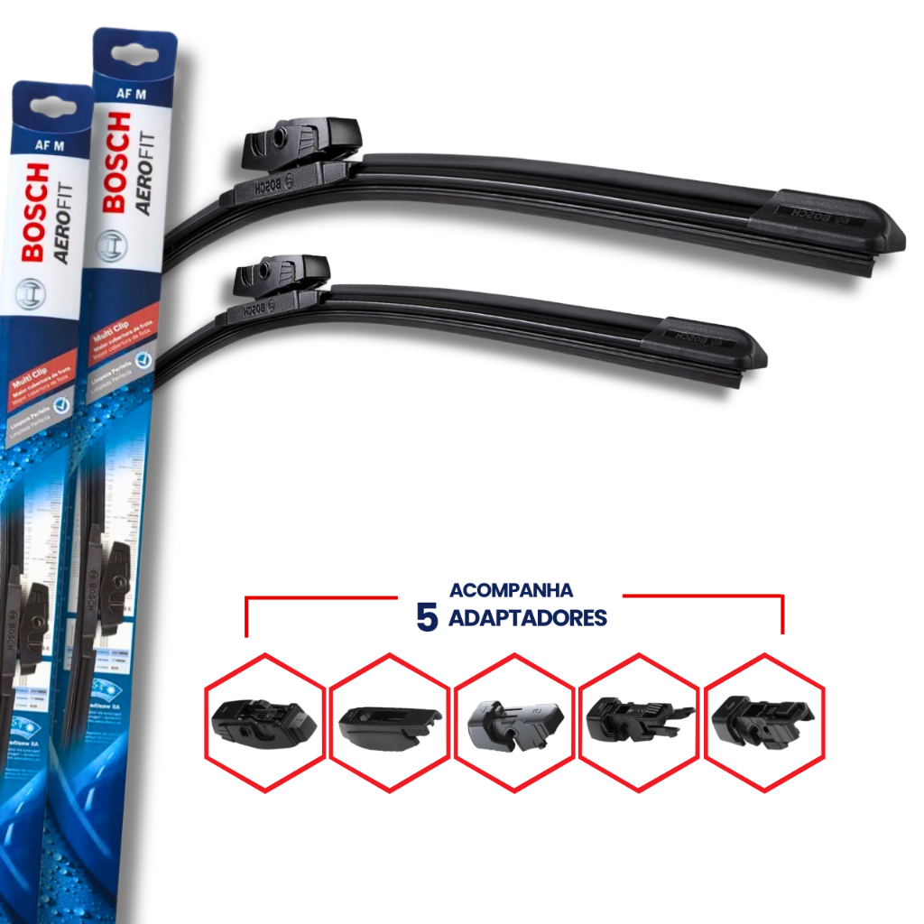 Par Palheta Limpador Para-brisa Carro Gancho Dianteira Silicone Bosch Multiclip
