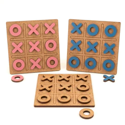 Kit Jogos Da Velha Com Tabuleiro em MDF 10x10cm Lembrancinha Brinquedo 3mm Educativo Escolar