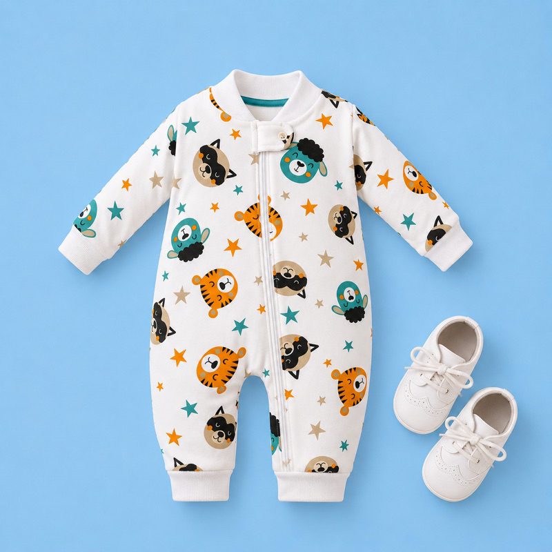 Macacão Bebê Masculino moletinho flanelado 100% Algodão Com Zíper Pijama Menino