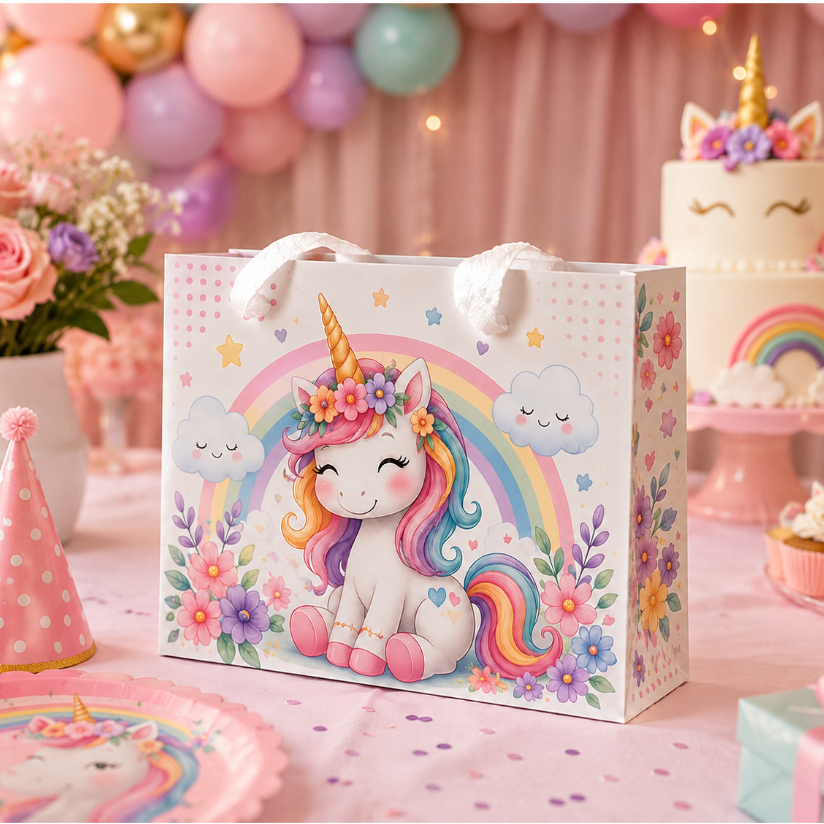 Kit 10 Sacolinhas Unicórnio | Lembrancinha para Aniversário Infantil