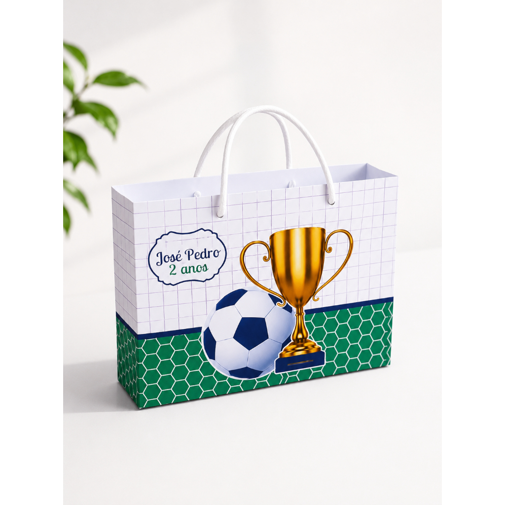 Sacola Personalizada Festa Futebol 21x15x5 | Pegue e Monte | Lembrancinha Infantil