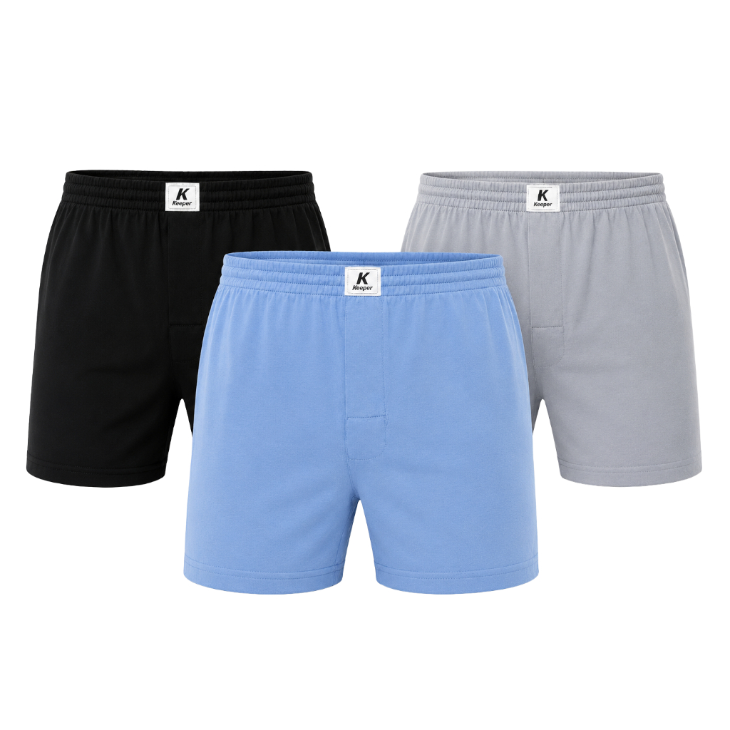 Kit 3 Cuecas Samba Canção Masculina Shorts de Dormir 100% Algodão Com Abertura Keeper