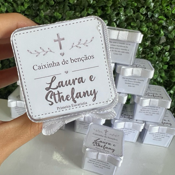Kit Lembrancinha Primeira Eucaristia Crisma Caixinha Versículos Personalizada Batizado Maternidade