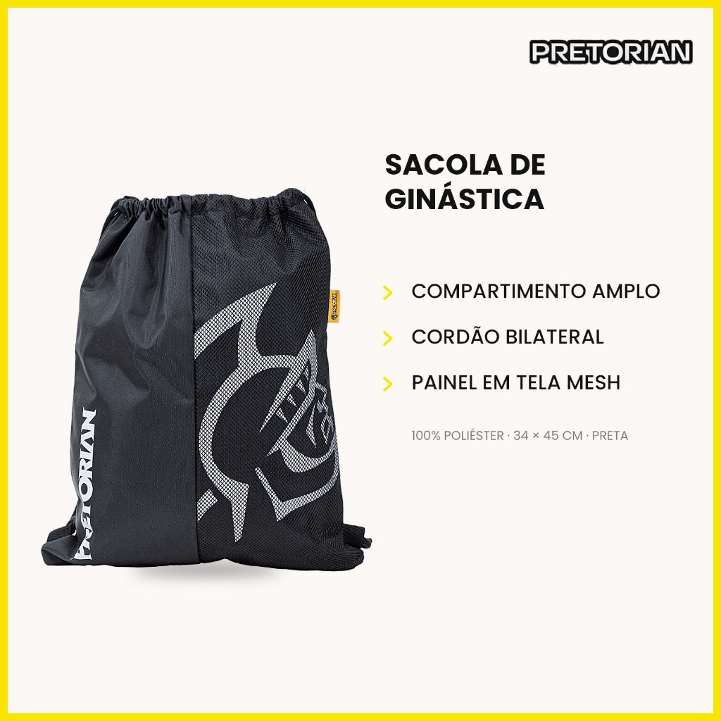 Seanite Bolsa Sacola de Ginástica Masculina Pretorian Preta · foto 2