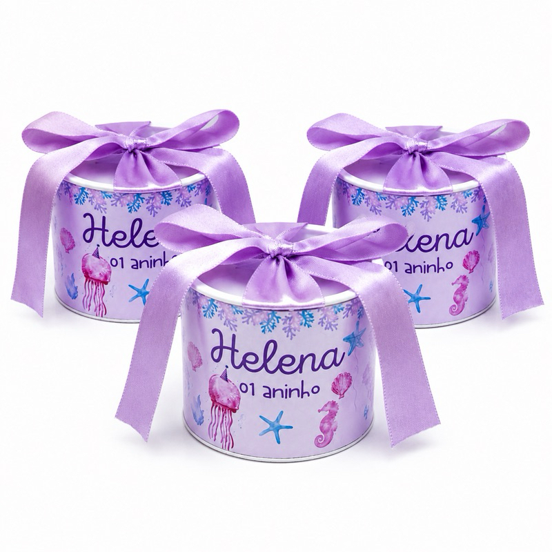 Kit Mini Tubolata Personalizada 5x6 cm - Lembrancinha Festa Aniversário Infantil - Tema Fundo do Mar