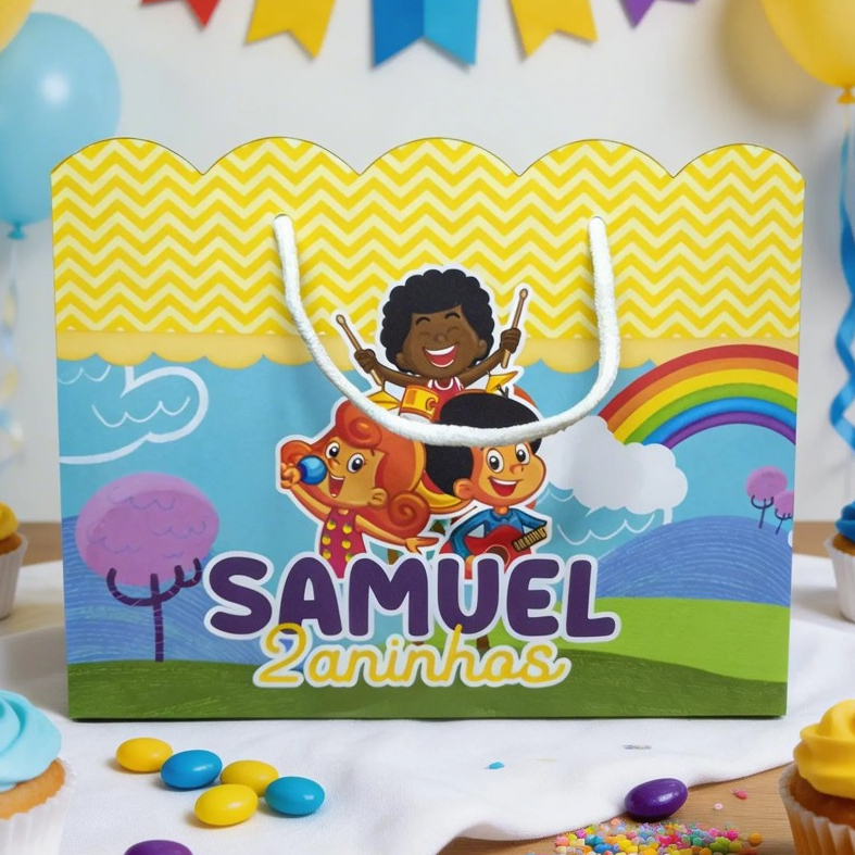 Sacolinha (G) Personalizada Lembrancinha 3 Palavrinhas Menino.
