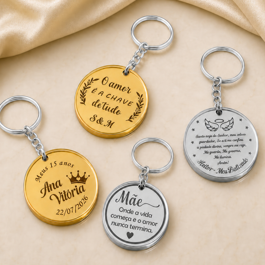 CHAVEIRO PERSONALIZADO EM ACRILICO ESPELHADO - IDEAL PARA LEMBRANCINHA DE ANIVERSARIO, BATIZADO, CASAMENTO E EVENTOS