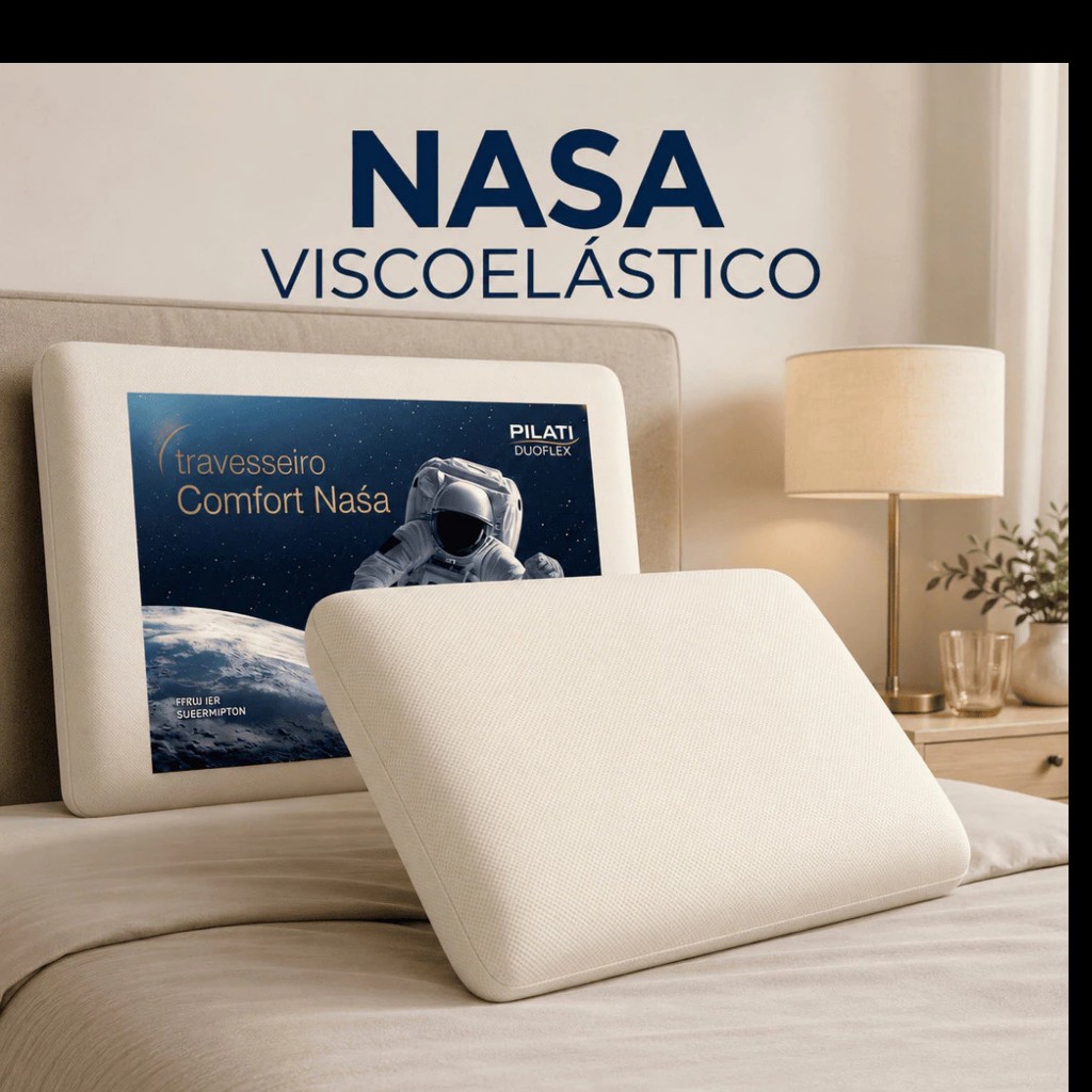 TRAVESSEIRO NASA COMFORT 01 PÇ VISCOELASTICO ANTIALERGICO MACIO ORTOPÉDICO POSTURA RESPIRÁVEL