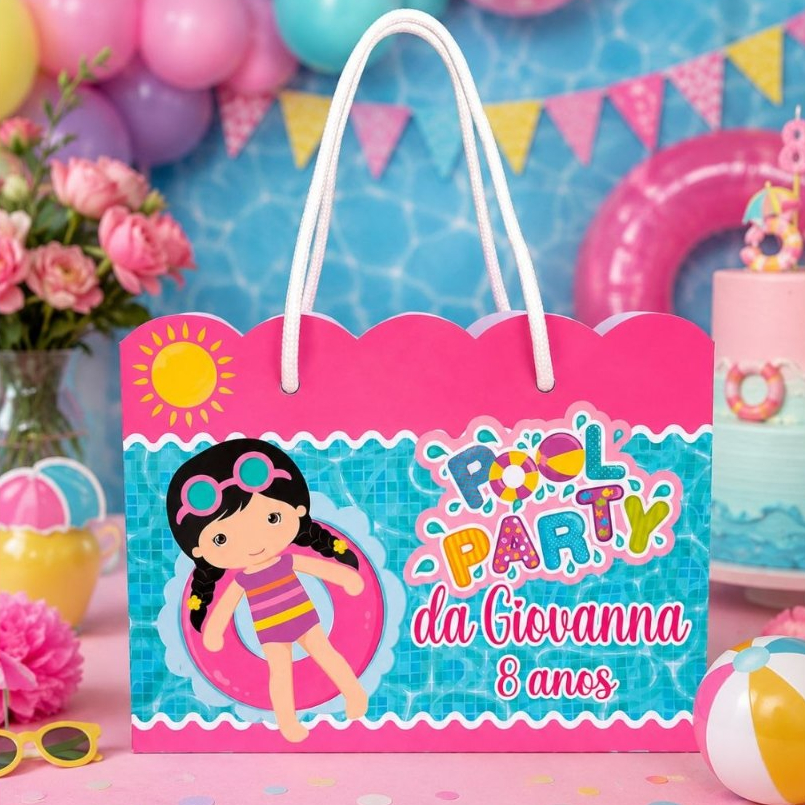 Sacolinhas Personalizadas  POOL PARTY (PEGUE E MONTE )Lembrancinhas Personalizadas Festa Infantil  Sacolinha Supresas
