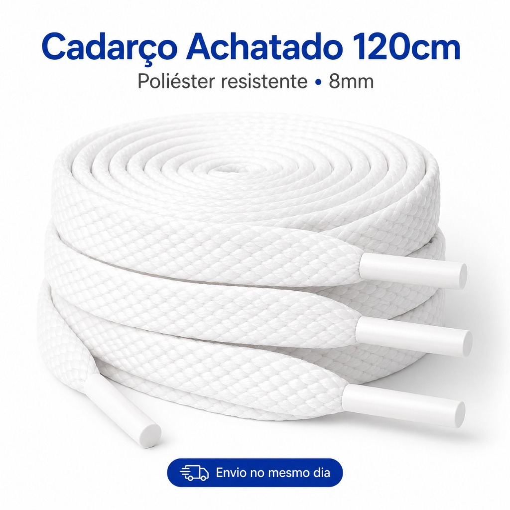Cadarço 120cm Chato Achatado Poliester Resistente 8mm Casual para tenis premium - ENVIO NO MESMO DIA