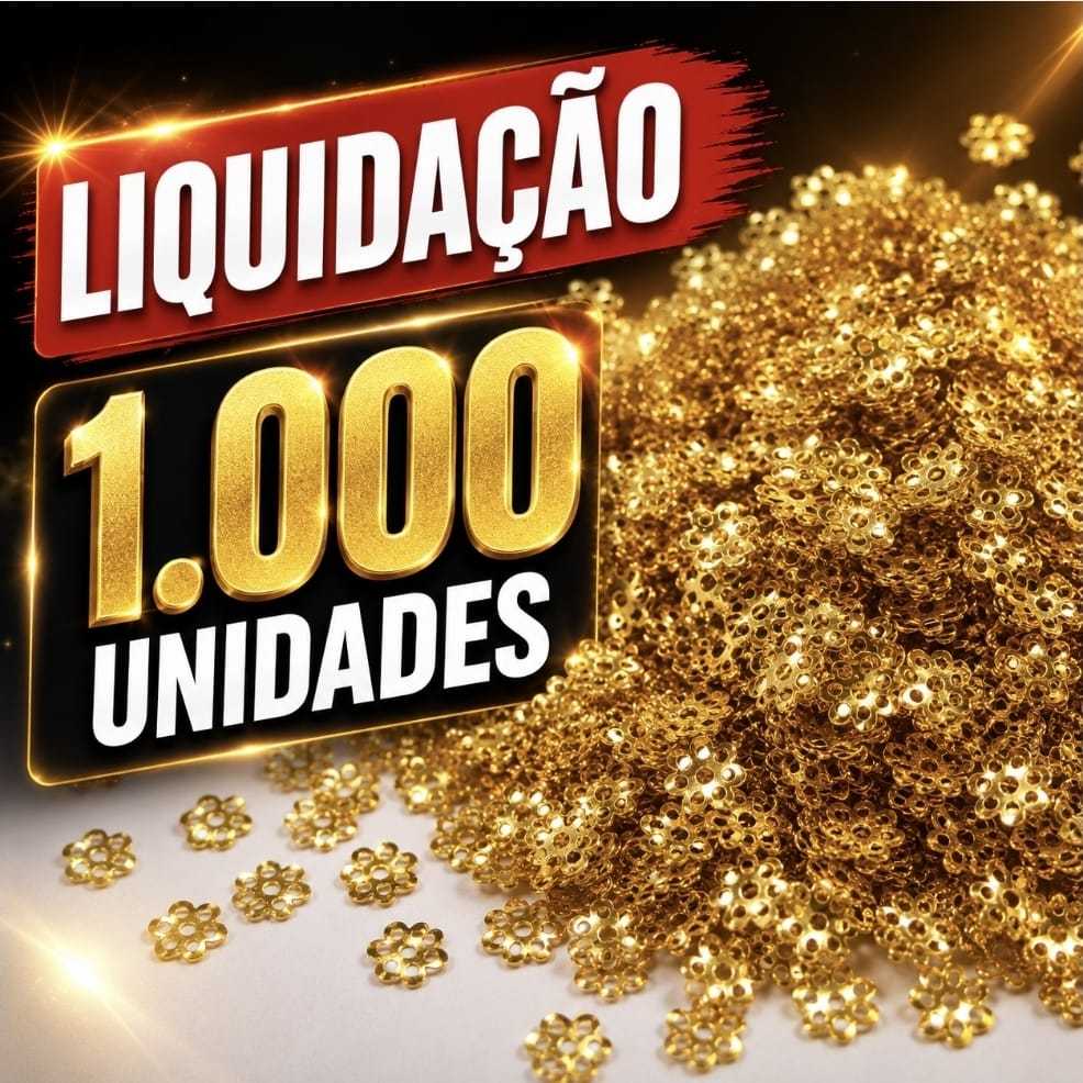 1.000 Tulipa flor 6mm Dourada em ferro, Artesanato Bijuteria