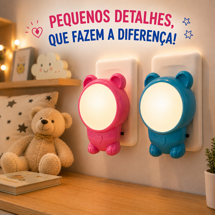 Luminaria para Quarto LED Sem Fio Lâmpada de Cabeceira Bivolt Abajur de Tomada Infantil
