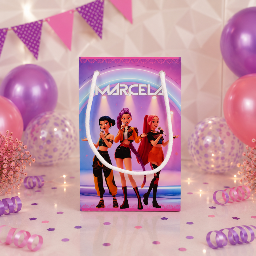 SACOLINHA PERSONALIZADA GUERREIRAS K-POP/GUERREIRAS K-POP PARA LEMBRANCINHAS/SACOLINHA GUERREIRAS K-POP TAMANHO P