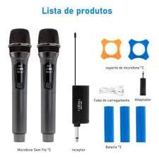 Kit 2 Microfones Sem Fio Profissional UHF com LED e Receptor de Alta Qualidade