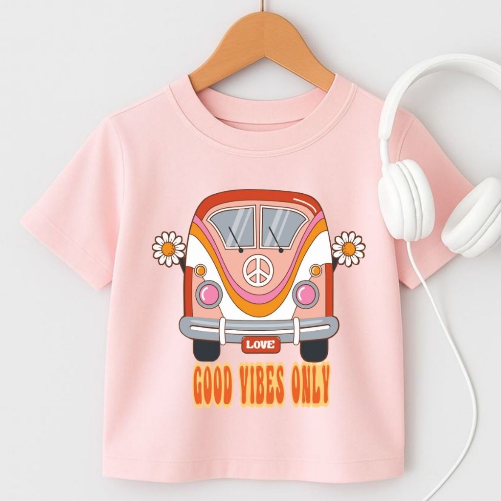Camiseta Feminina Infantil Estampa Exclusiva Kombi 100% Algodão 4 ao 16 Blusa Menina Juvenil Confortável Verão Criança