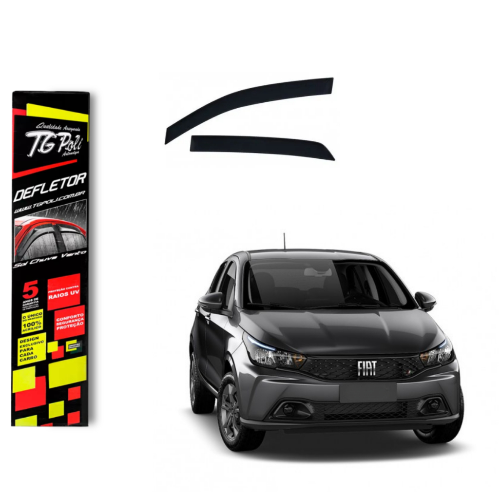 Calha de Chuva Fiat Argo 2017 a 2026 4 Portas TG Poli Defletor 4 Portas Protetor Janelas Fumê