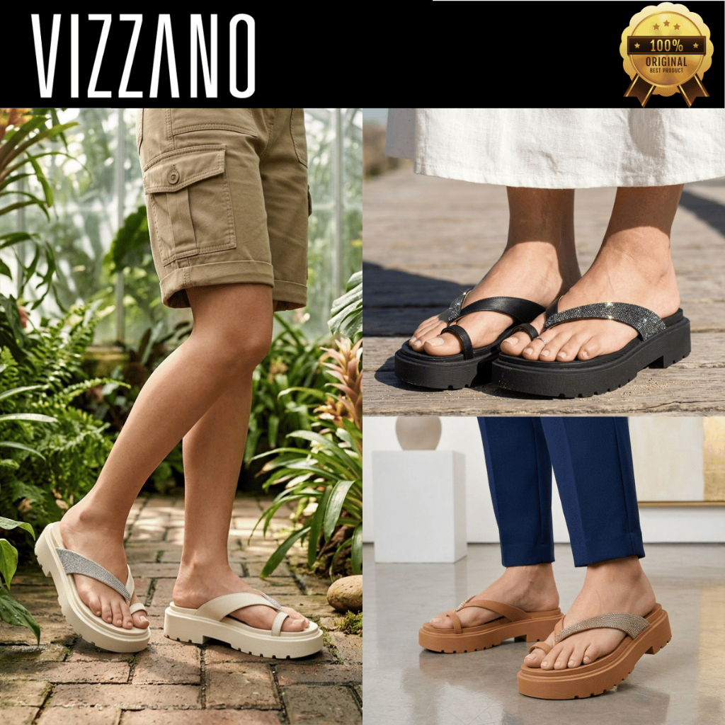 Tamanco Feminino Vizzano Plataforma Tratorada Slide Sandália Tiras Dedo Confortável Strass 6499141 Original