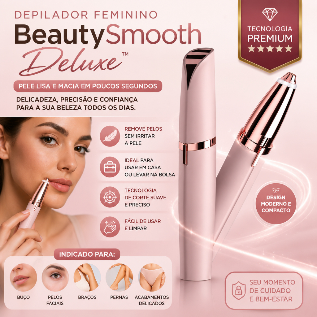 Removedor Pelo Facial Elétrico USB Indolor | Aparador Sobrancelha Caneta Depiladora Premium Bivolt Portátil Recarregável