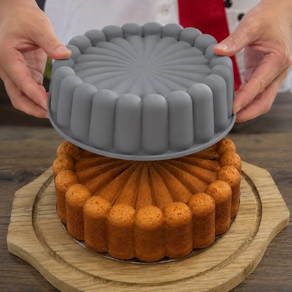 Forma Silicone Resistente Assadeira Redonda Bolos Tortas Cesto Air Fryer Forno Microondas Premium