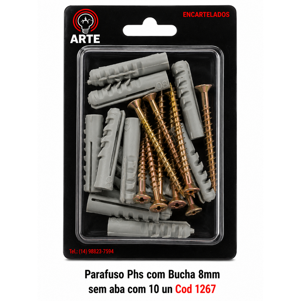 Kit Parafuso com Bucha Encartelados Equipe sua Caixa de Ferramentas