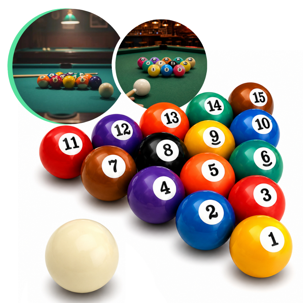 Jogo de Bolas De Sinuca Numerada 50mm Com Bola Branca 54mm Jogo Bola De Bilhar Snooker Completo