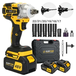 Chave de Impacto 48V Eletrica 450NM Parafusadeira Furadeira Brushless Com Maleta 2 Baterias 48V kit ferramentas completo