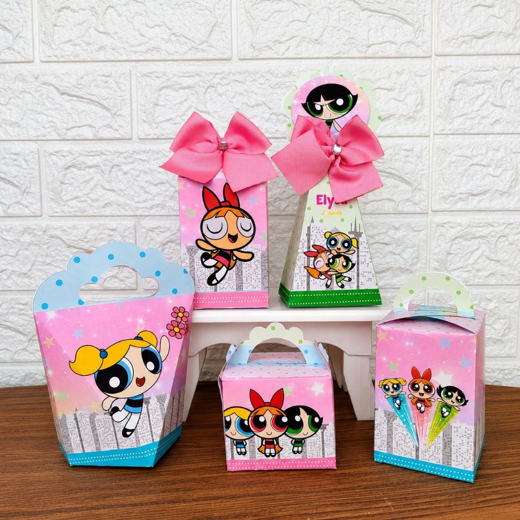 PEGUE E MONTE- Kit Festa De Caixinhas Personalizadas Lembrancinhas As Meninas Super Poderosas