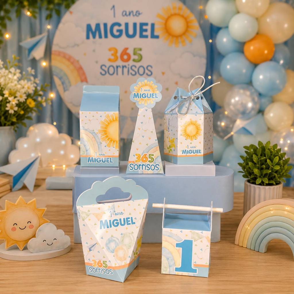 Kit 20 Personalizados  - 365 SORRISOS - Caixas para Lembrancinhas de aniversário (DESMONTADO)