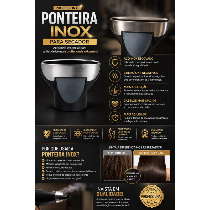 ponteira de inox para bico secador