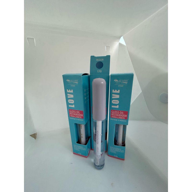 Gloss Oil Restaurador Hidratante para Lábios Max Love Studio 4,5g Ácido Hialurônico Vitamina E Cor 170