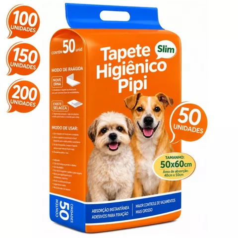 Tapete Higiênico Para Cachorro 50 Unidades 50x60cm Com Gel Absorvente Fralda Manta Pet Cão