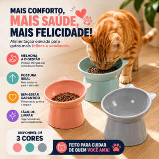 Comedouro Bebedouro Elevado 1 2 ou 5 Unidades Anti Engasgo Pet Gato Cachorro Kit