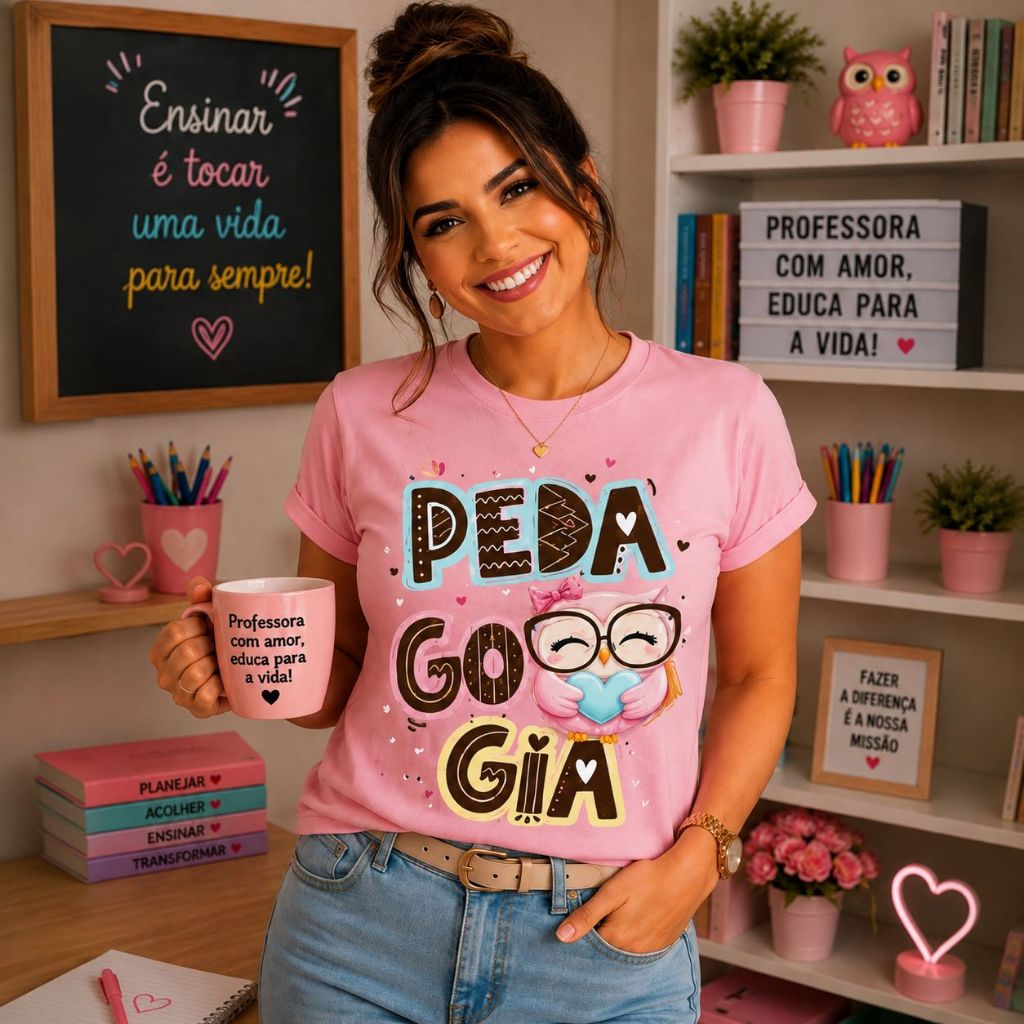Camiseta Pedagogia  T-Shirt Feminina  Professora  100% Algodão Confortável - Profissão Uniforme