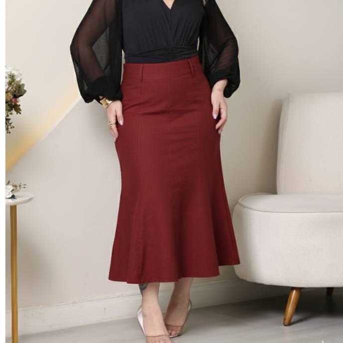 Saia Midi  feminino  tecido marrant sensorial