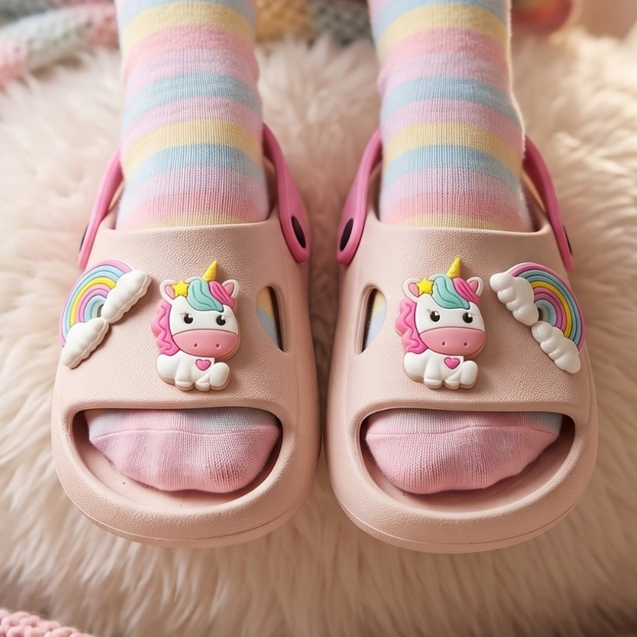 Chinelo Infantil Nuvem Slide Menina Unicórnio Baby Confortável Leve Escola Passeio