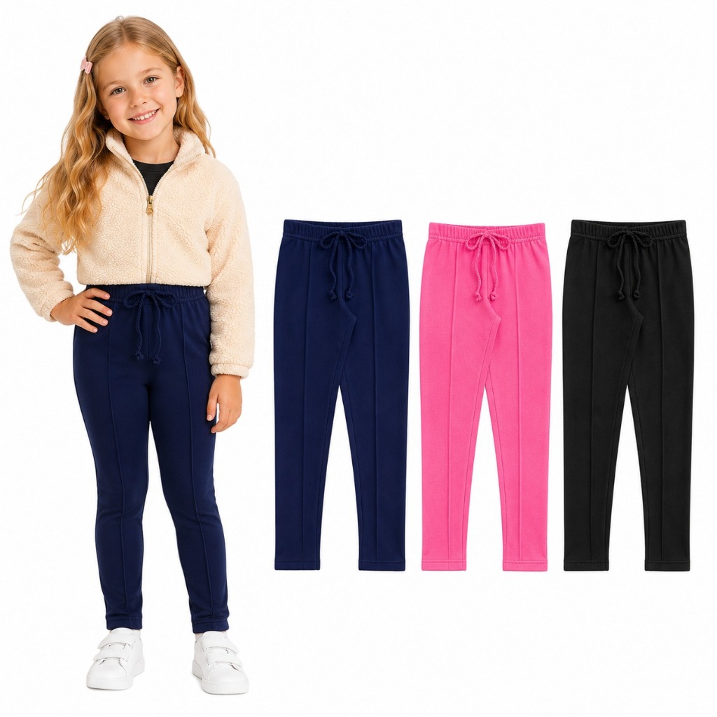 Kit 3 Peças Calça Legging Menina Peluciada Infantil Juvenil Inverno