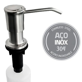 Dosador e Dispenser de Detergente Líquido Bsmix Inox 304 Escovado Modelo Americano de Pia Embutir 500ml