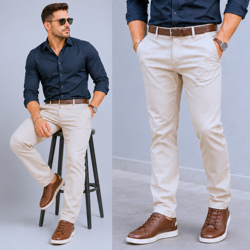 Calça Esporte Fino Masculina Social Masculino Sarja Slim Com Algodão Tecido Brim Preta Branca Azul Cinza