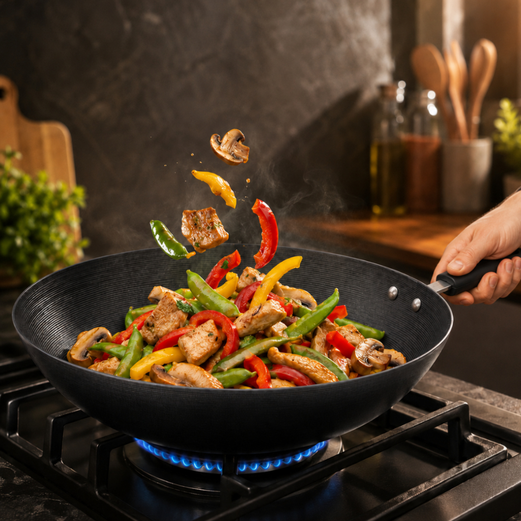 Imagem Frigideira Funda Wok 30cm Antiaderente em Aço Carbono Premium Laune Haus